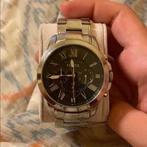 fossil silver adjustable watch